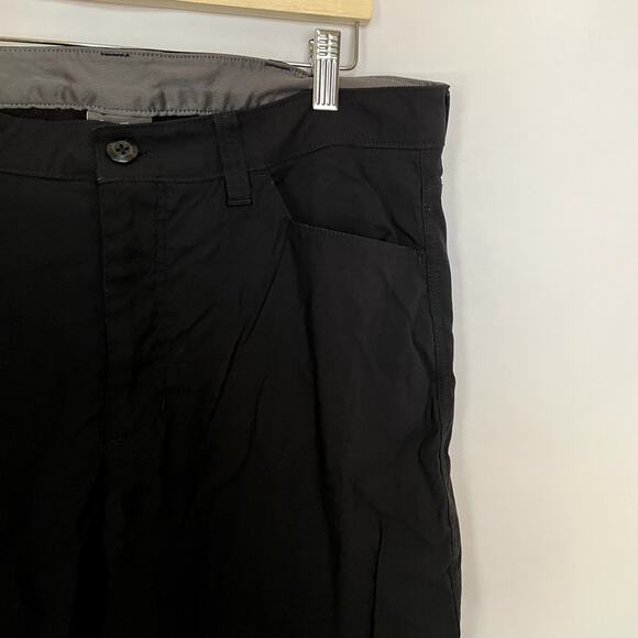 Eddie Bauer fleece lined black snowpants men's size 36 x 32 pockets nylon pants - Picture 2 of 9